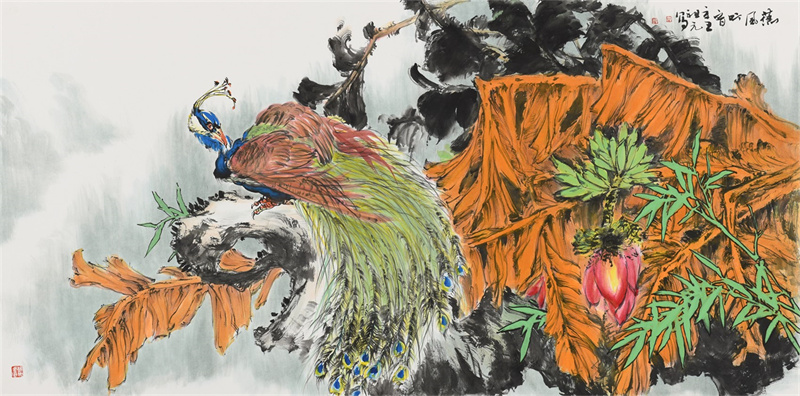 花鸟四尺《蕉风听音》690&times;1380