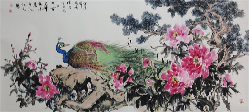 花鸟六尺《金尾屏风降瑶池》830&times;1800