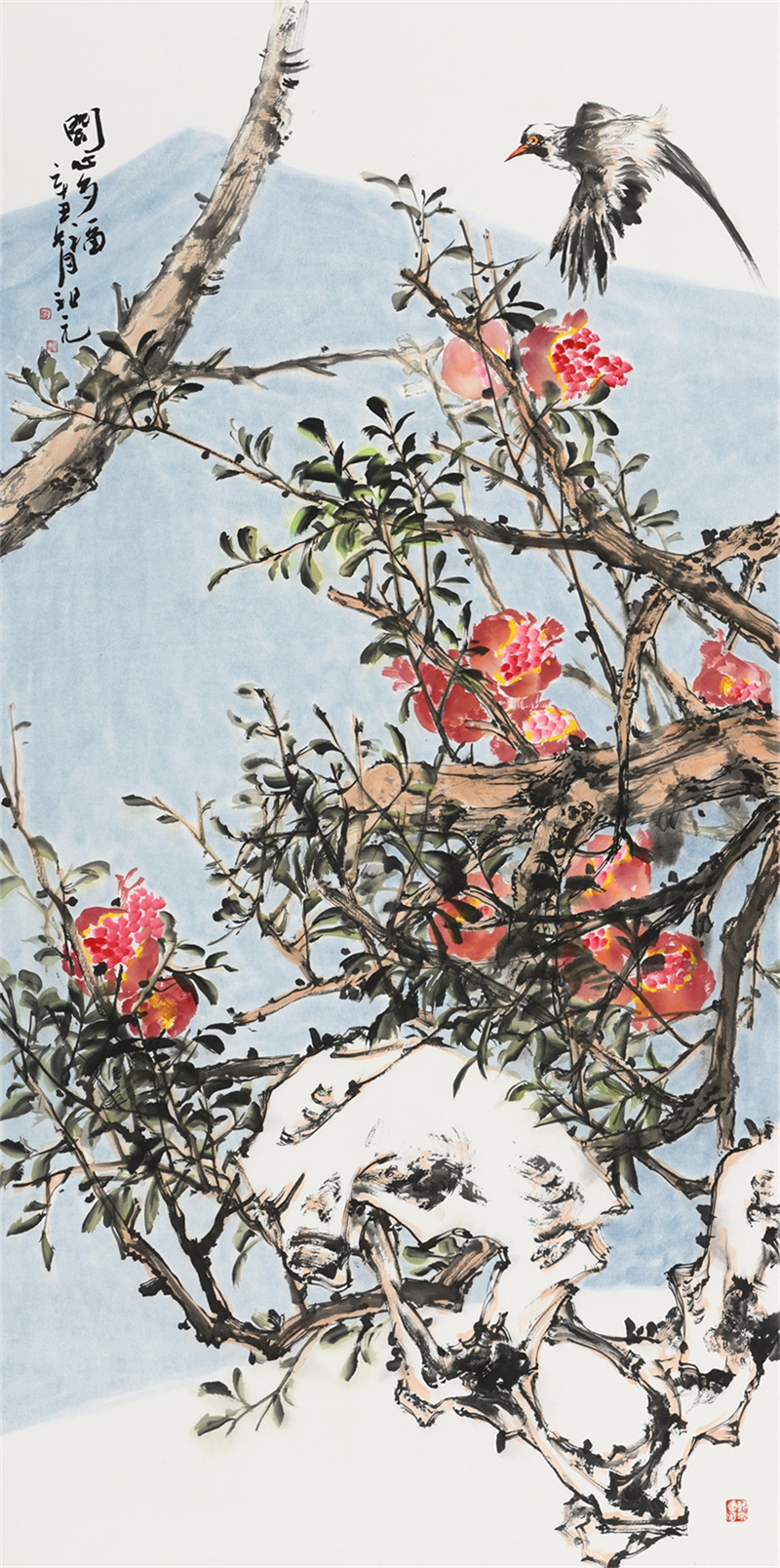 花鸟四尺竖幅《开心多福》690&times;1380