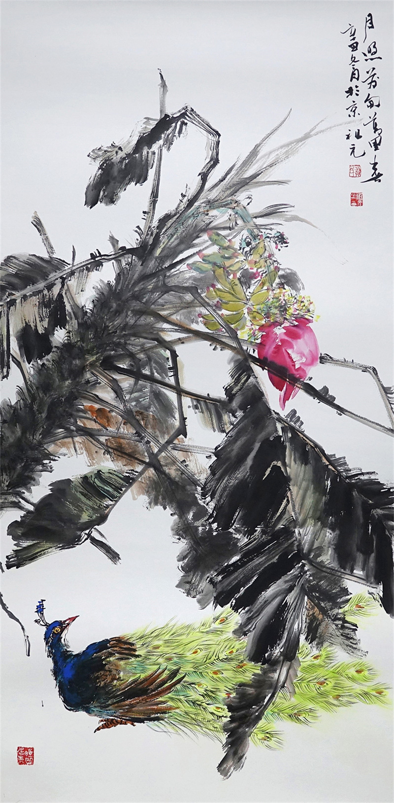 花鸟四尺竖幅《月照芳甸万里春》690&times;1380