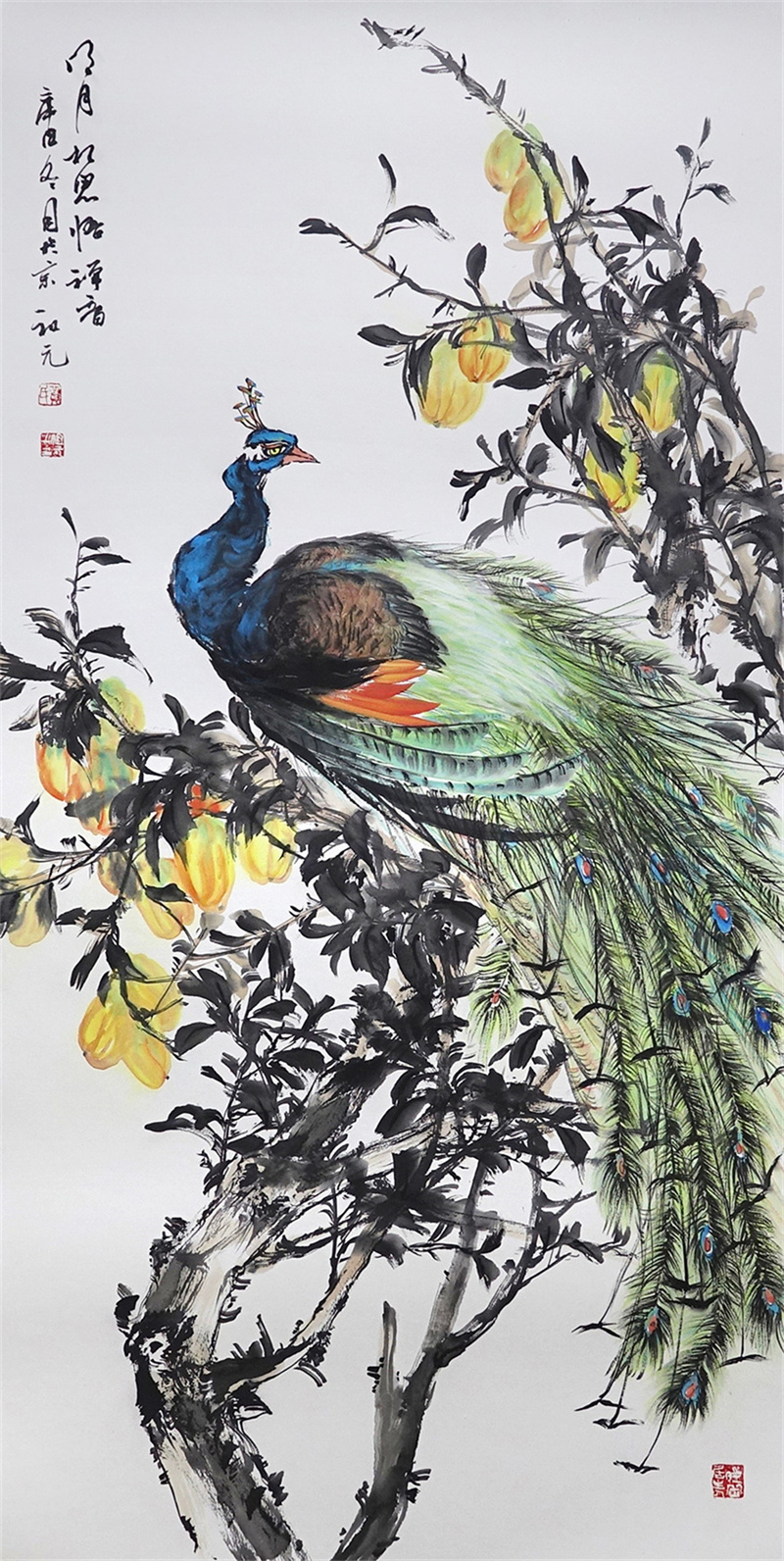 花鸟四尺竖幅《明月相思悟禅音》690&times;1380