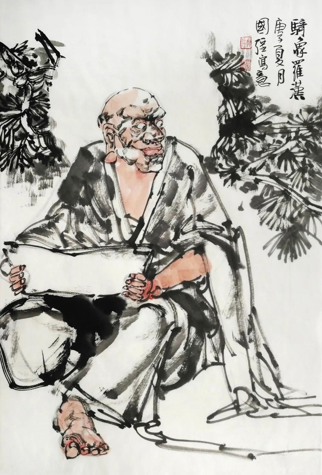 《骑象罗汉》46×68cm 2020年